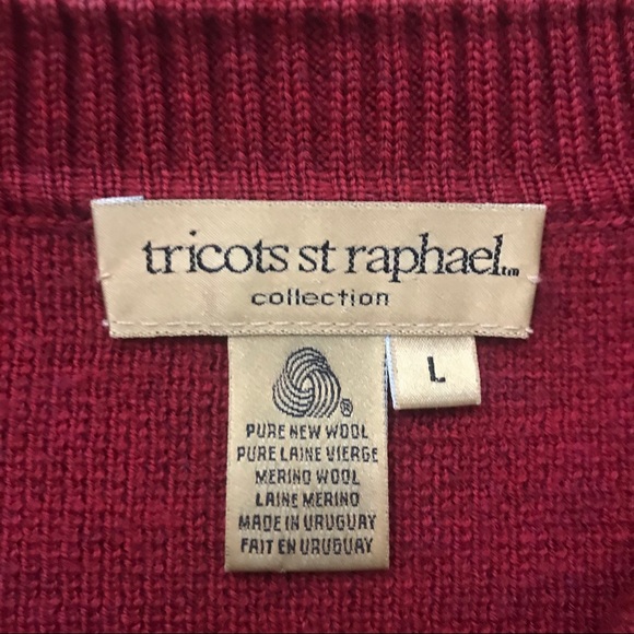 Tricots St Raphael - Red Merino Wool Sweater - Picture 4 of 12